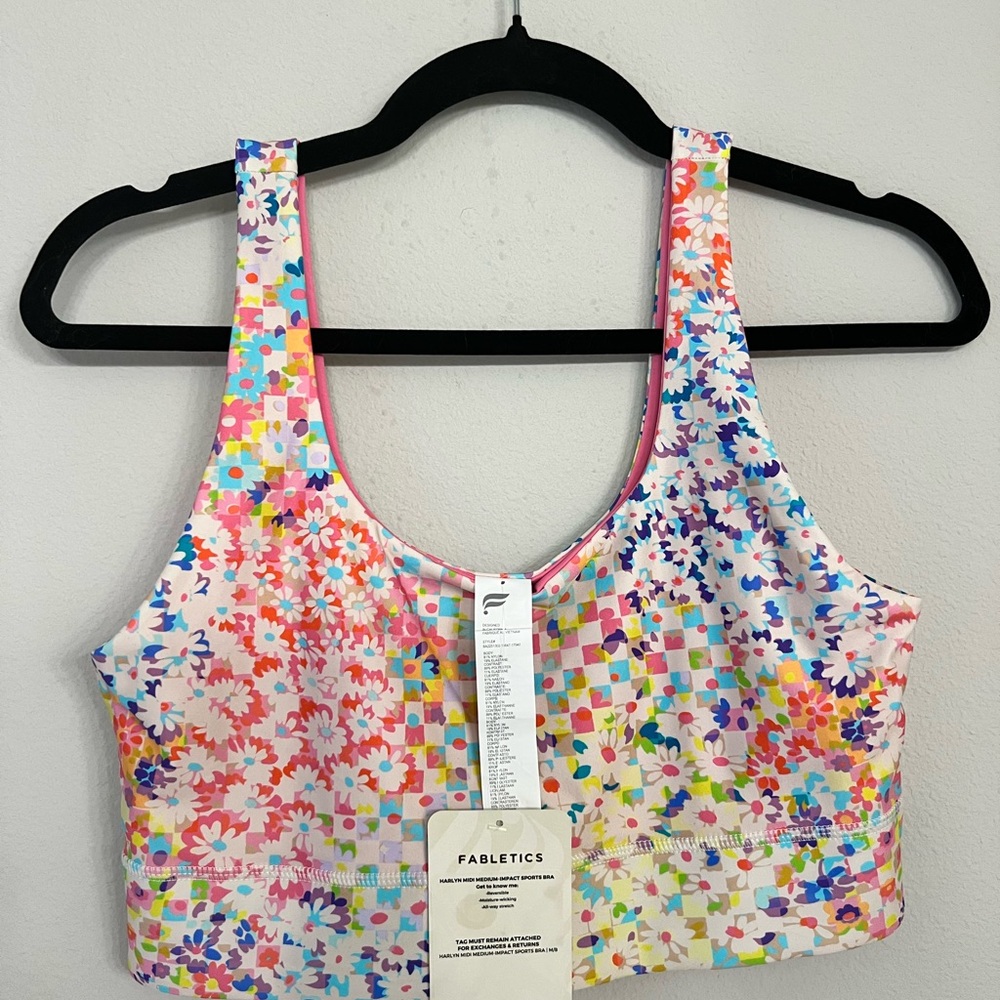 NWT Fabletics Women's Colorful Floral Sports Bra